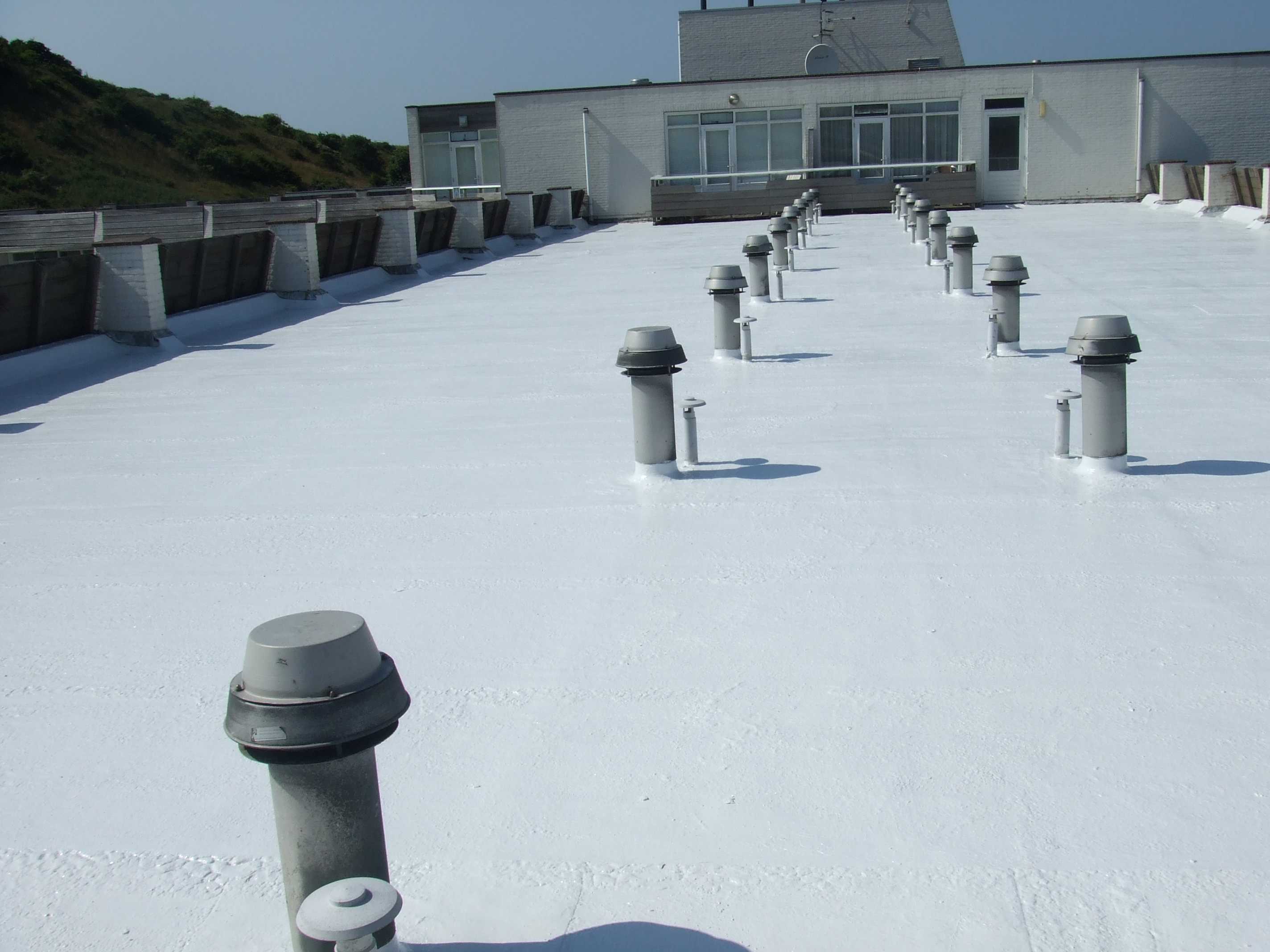 flat roof with chimneys